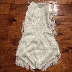PrettyLittleThing White Fringe Women Shorts